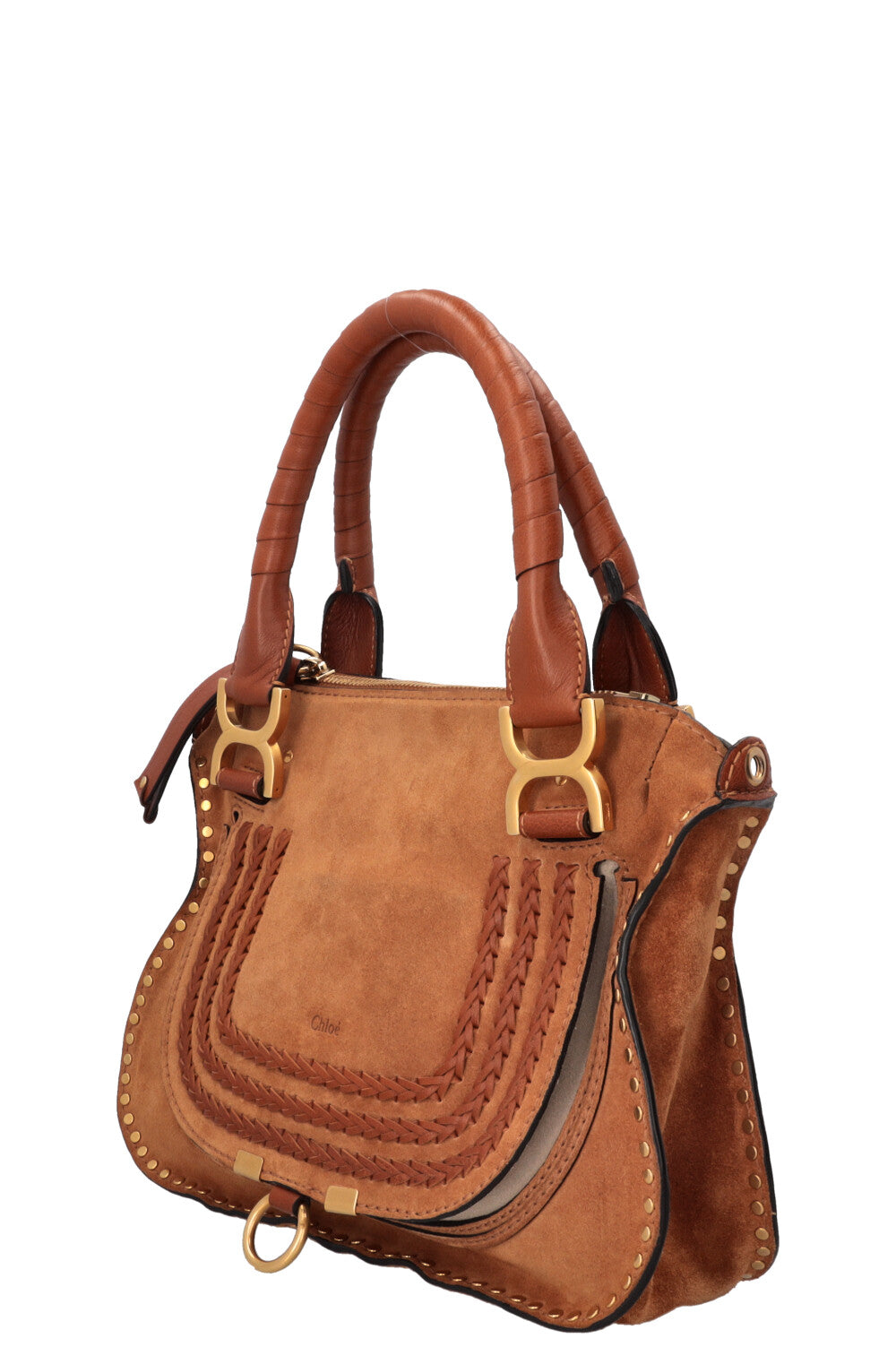 CHLOÉ Small Double Carry Marcie Bag Suede Cognac