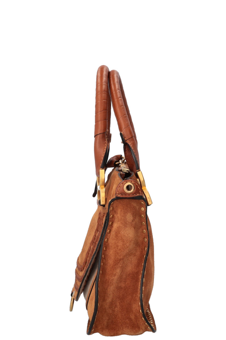 CHLOÉ Small Double Carry Marcie Bag Suede Cognac