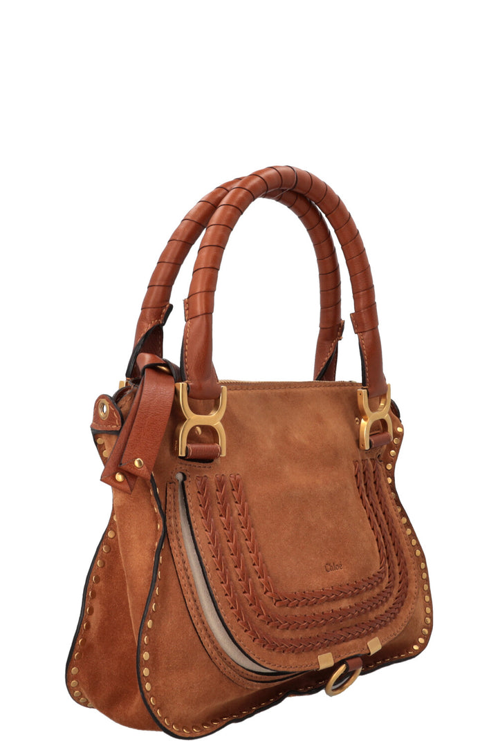 CHLOÉ Small Double Carry Marcie Bag Suede Cognac