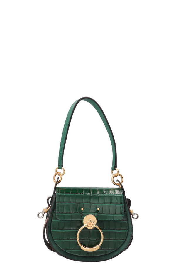 CHLOÉ Petit sac Tess gaufré croco vert