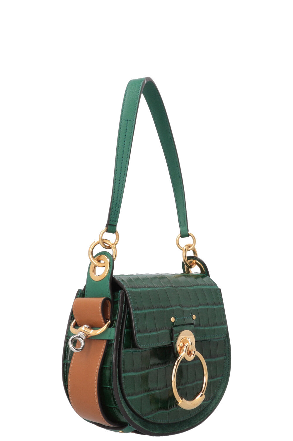 CHLOÉ Small Tess Bag Croc Embossed Green