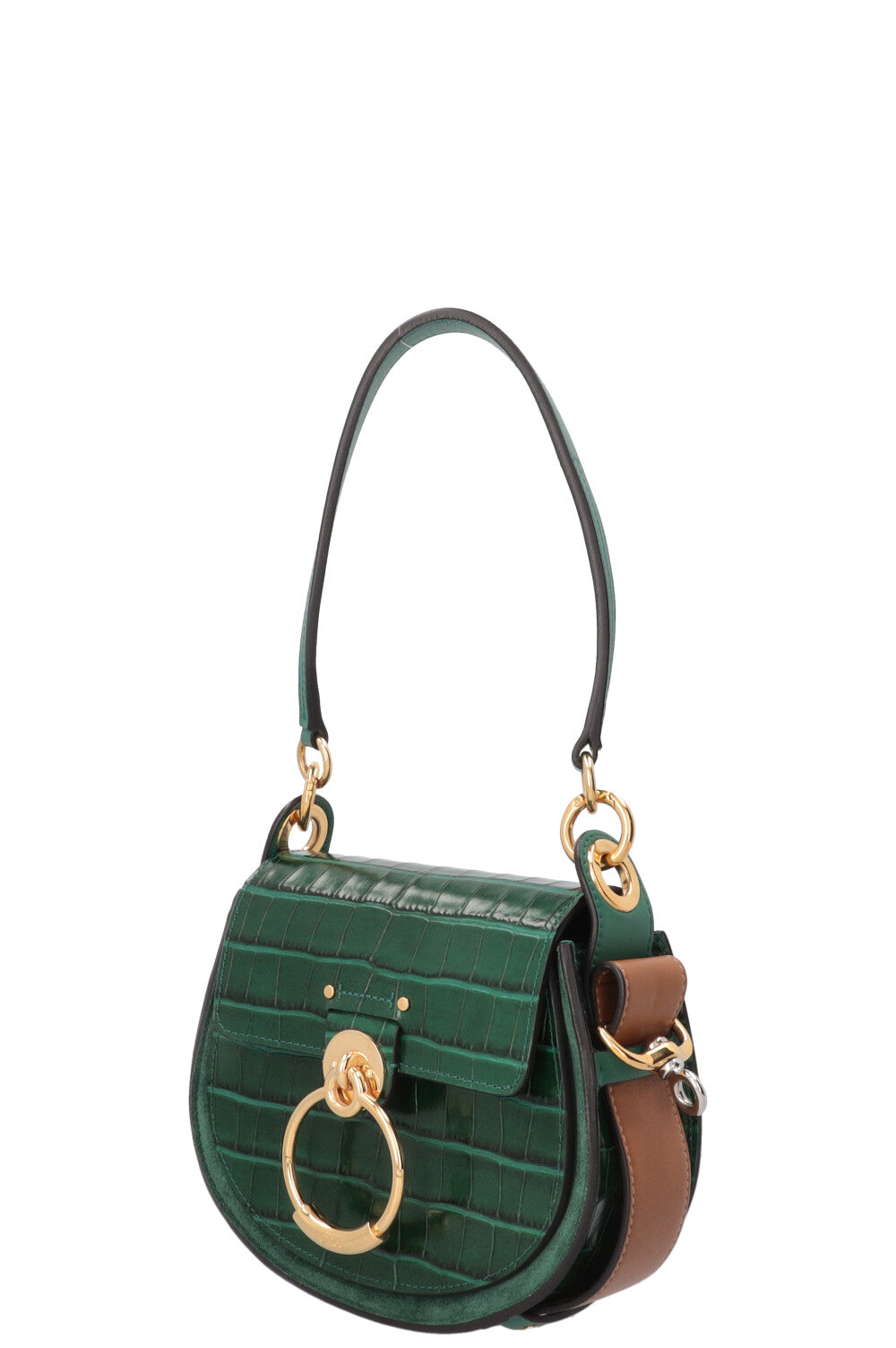CHLOÉ Small Tess Bag Croc Embossed Green