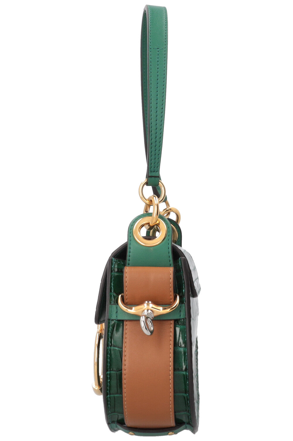 CHLOÉ Small Tess Bag Croc Embossed Green