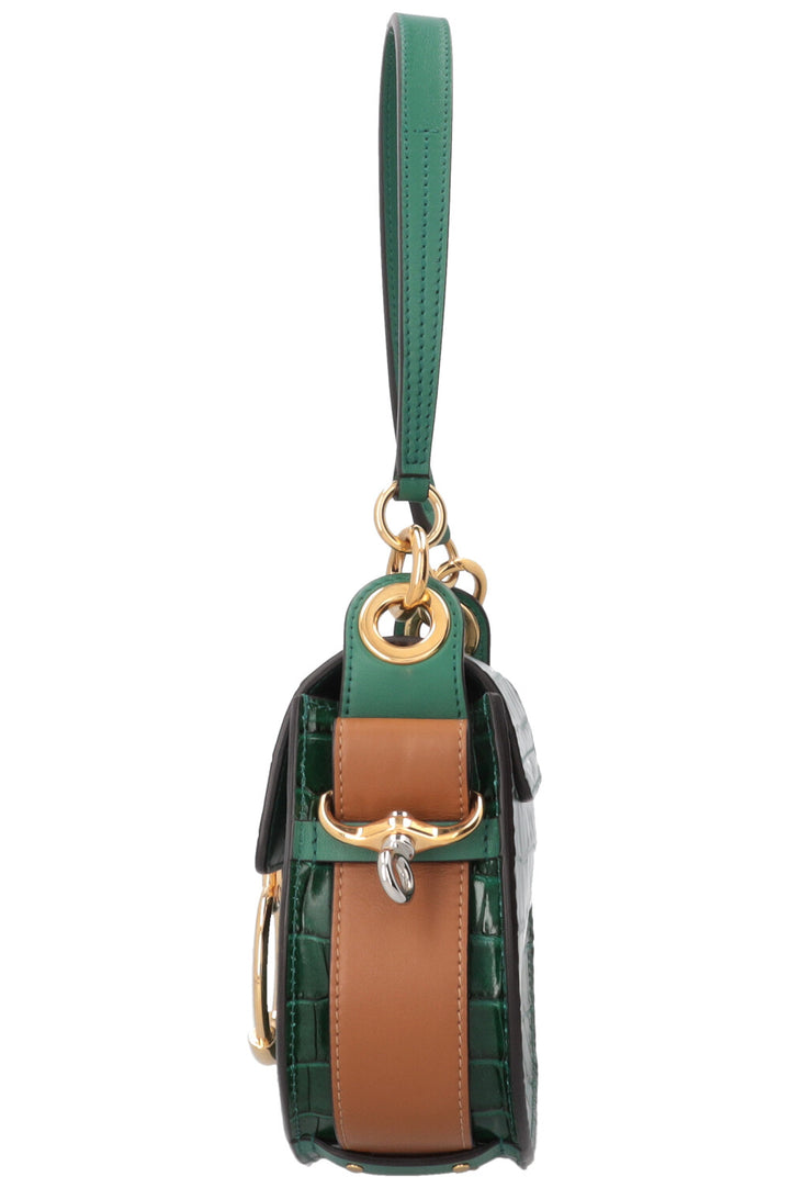 CHLOÉ Small Tess Bag Croc Embossed Green