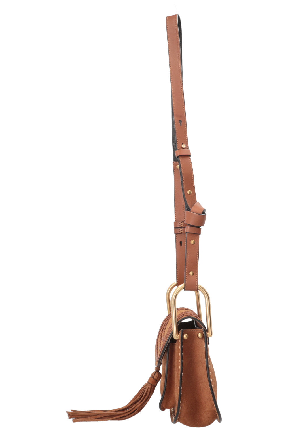 CHLOÉ Hudson Crossbody Bag Small Suede Cognac