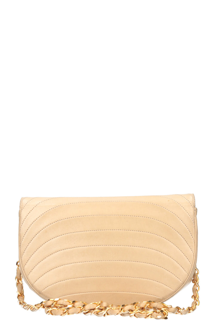 CHANEL Moon Bag Chevron Beige