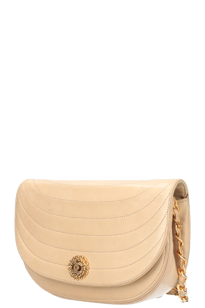 CHANEL Moon Bag Chevron Beige