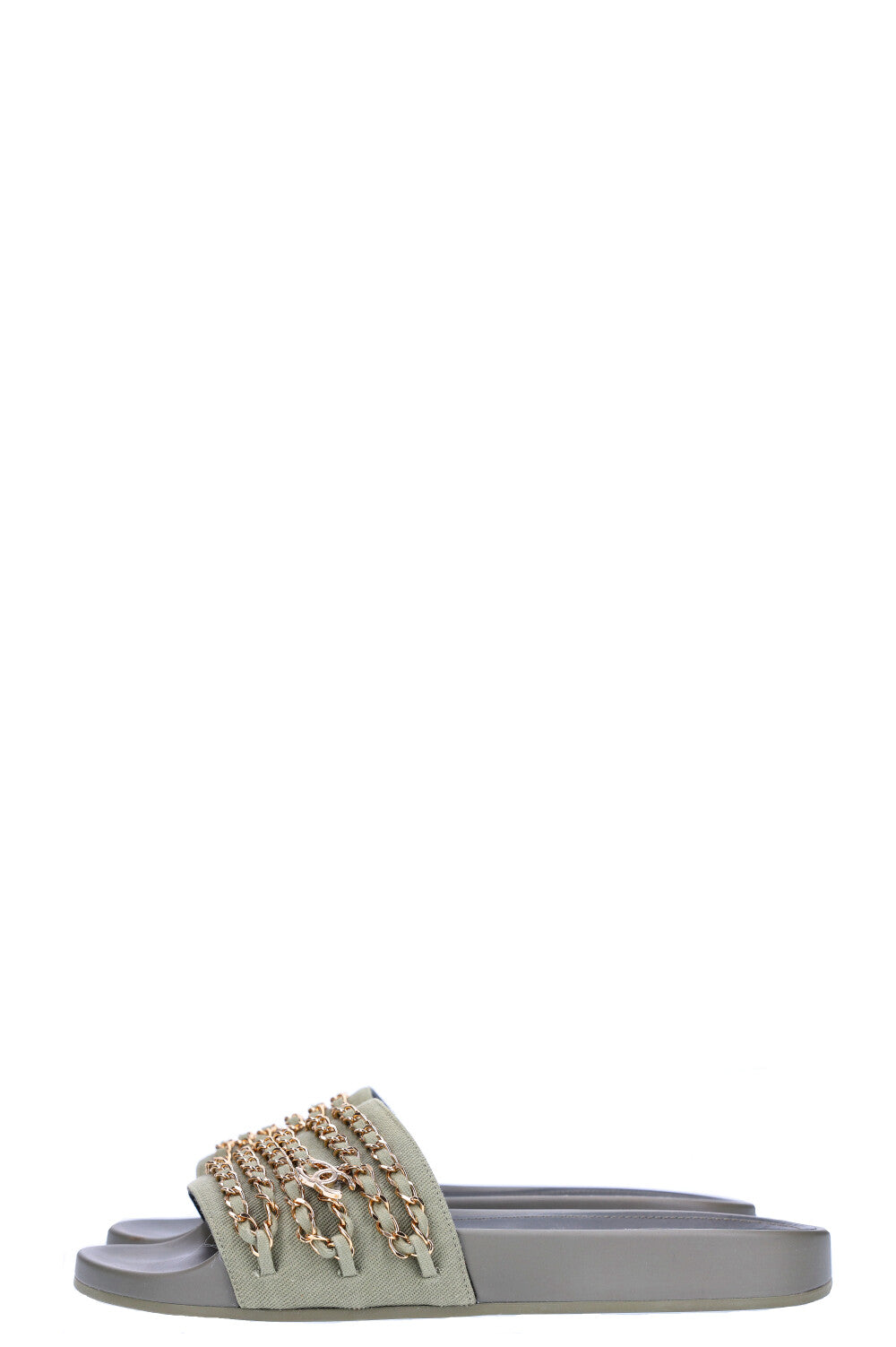 CHANEL Chain CC Flats Green