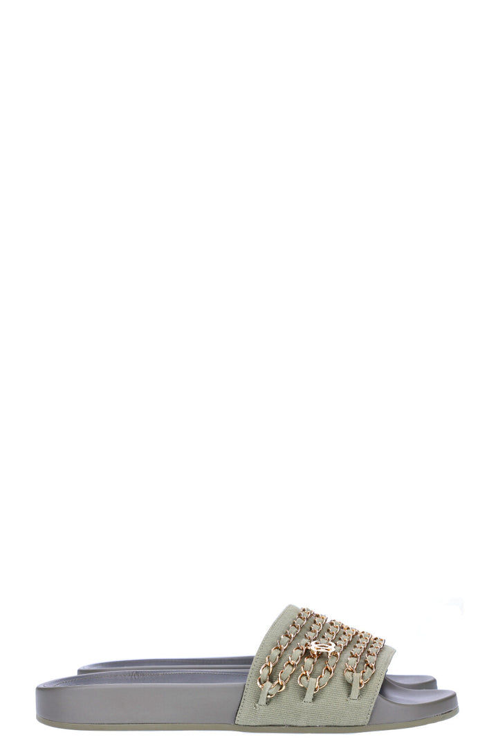 CHANEL Chain CC Flats Green