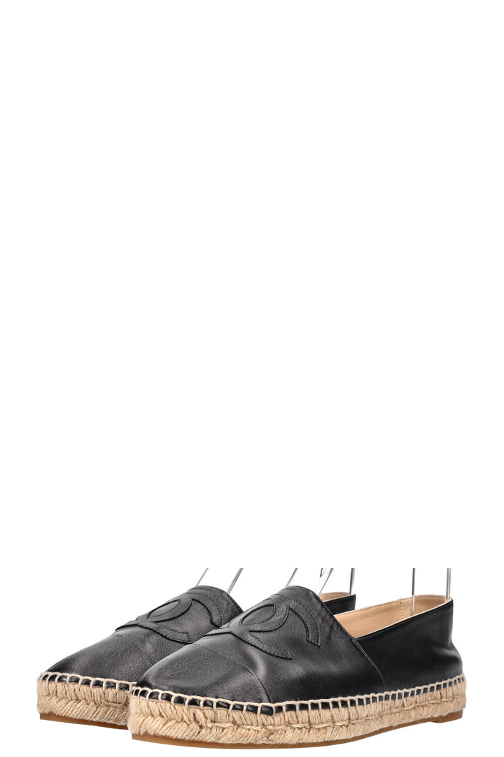 CHANEL CC Espadrilles Leather Black