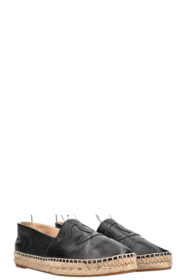 CHANEL CC Espadrilles Leather Black