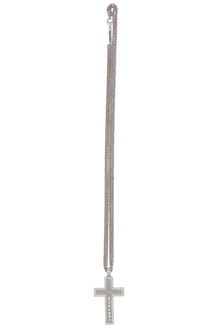 CHOPARD Happy Diamonds Cross Pendant Necklace 18k White Gold Diamonds