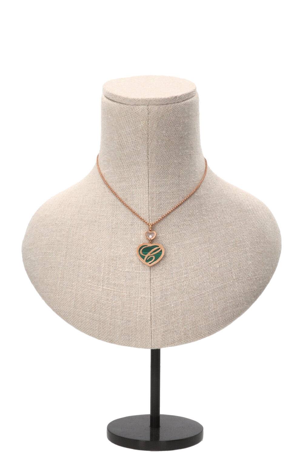 CHOPARD Happy Heart Necklace 18k Rosé Gold Diamonds Malachite