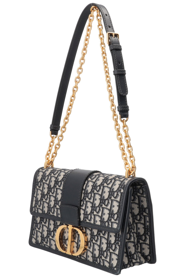 CHRISTIAN DIOR 30 Montaigne Chain Bag Oblique Bleu