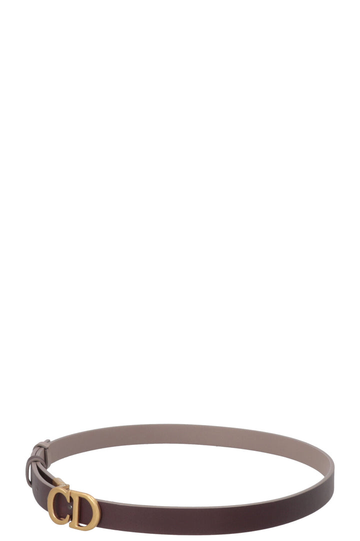 CHRISTIAN DIOR 30 Montaigne Reversible Belt Leather Gray Bordeaux