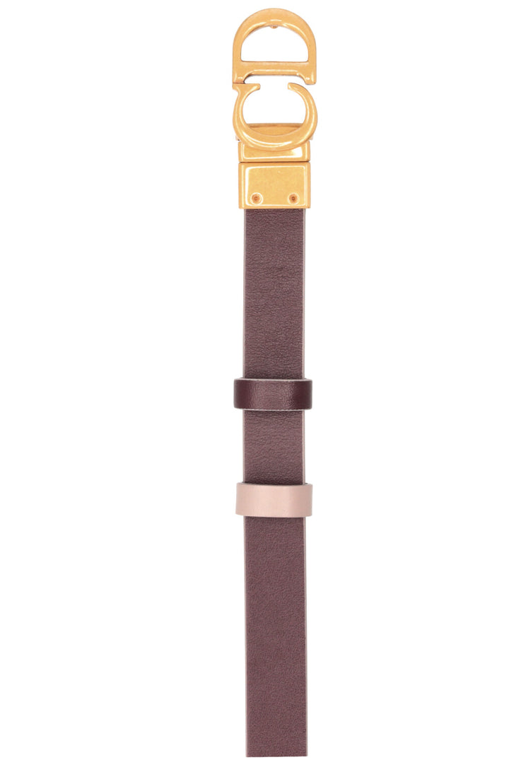 CHRISTIAN DIOR 30 Montaigne Reversible Belt Leather Gray Bordeaux