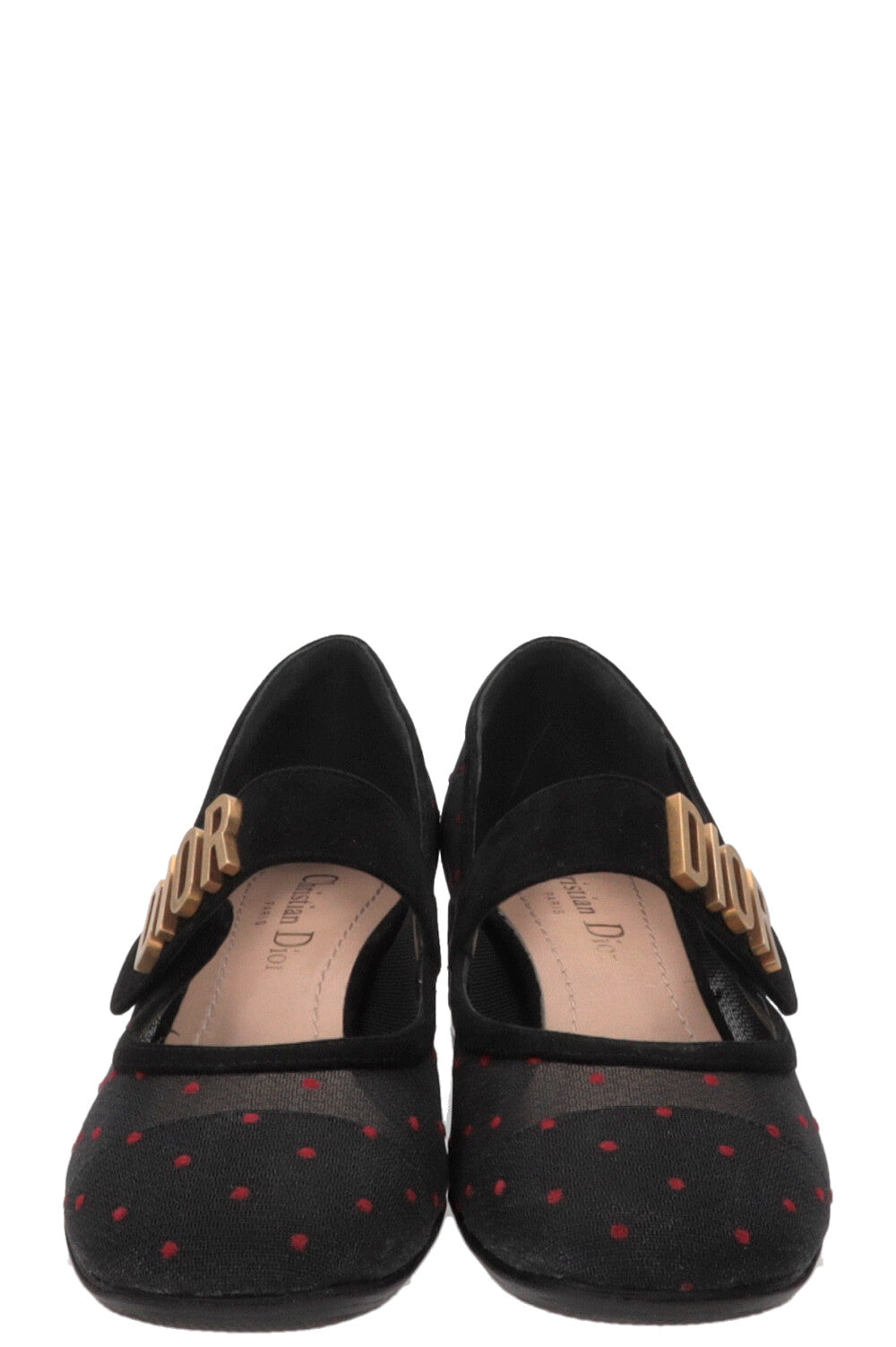 CHRISTIAN DIOR Baby-D Polka Dot Pumps Mesh Suede Black