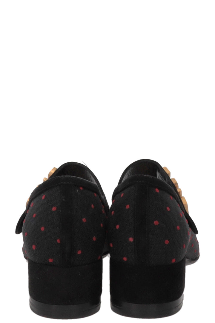 CHRISTIAN DIOR Baby-D Polka Dot Pumps Mesh Suede Black