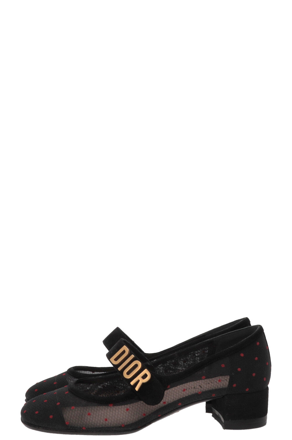 CHRISTIAN DIOR Baby-D Polka Dot Pumps Mesh Suede Black