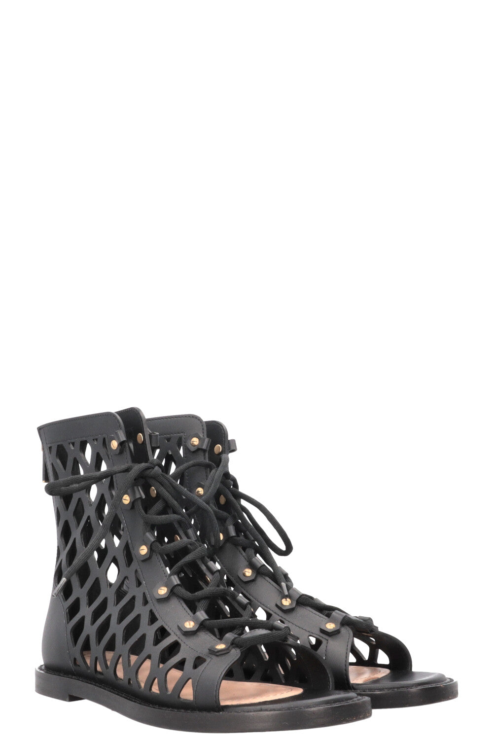CHRISTIAN DIOR Cage Sandals Leather Black