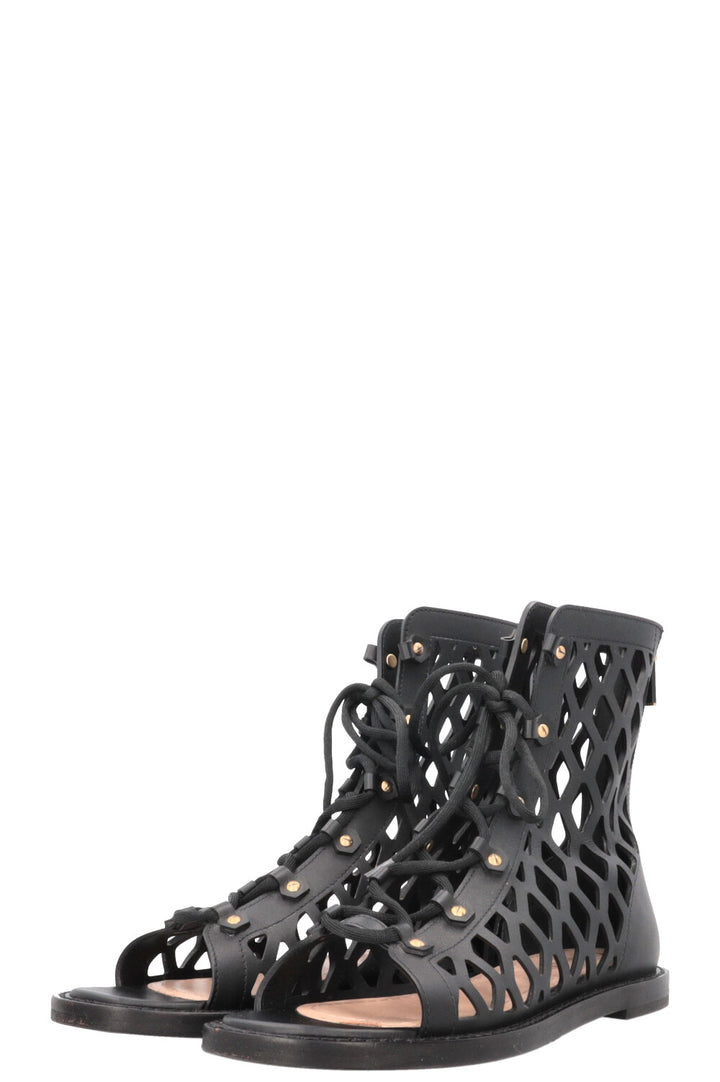 CHRISTIAN DIOR Cage Sandals Leather Black
