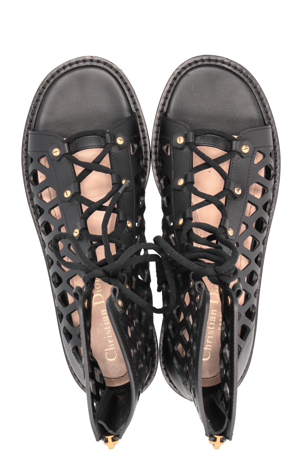 CHRISTIAN DIOR Cage Sandals Leather Black