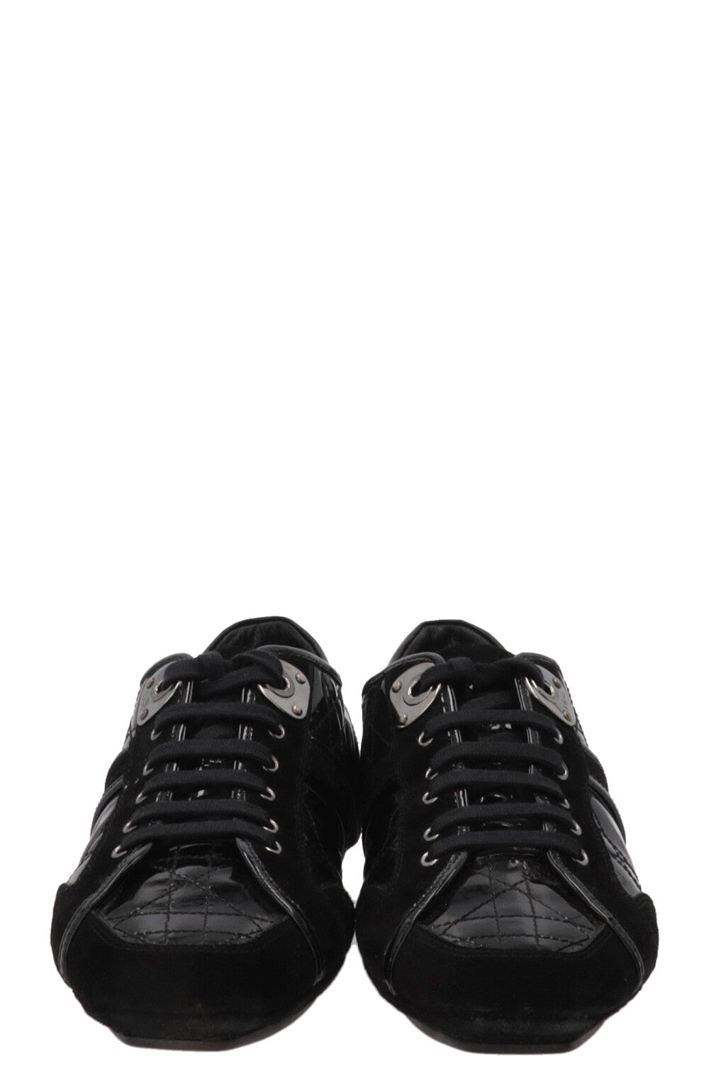 Baskets CHRISTIAN DIOR Cannage Bowling en cuir verni noir