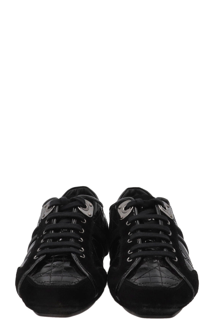 Baskets CHRISTIAN DIOR Cannage Bowling en cuir verni noir