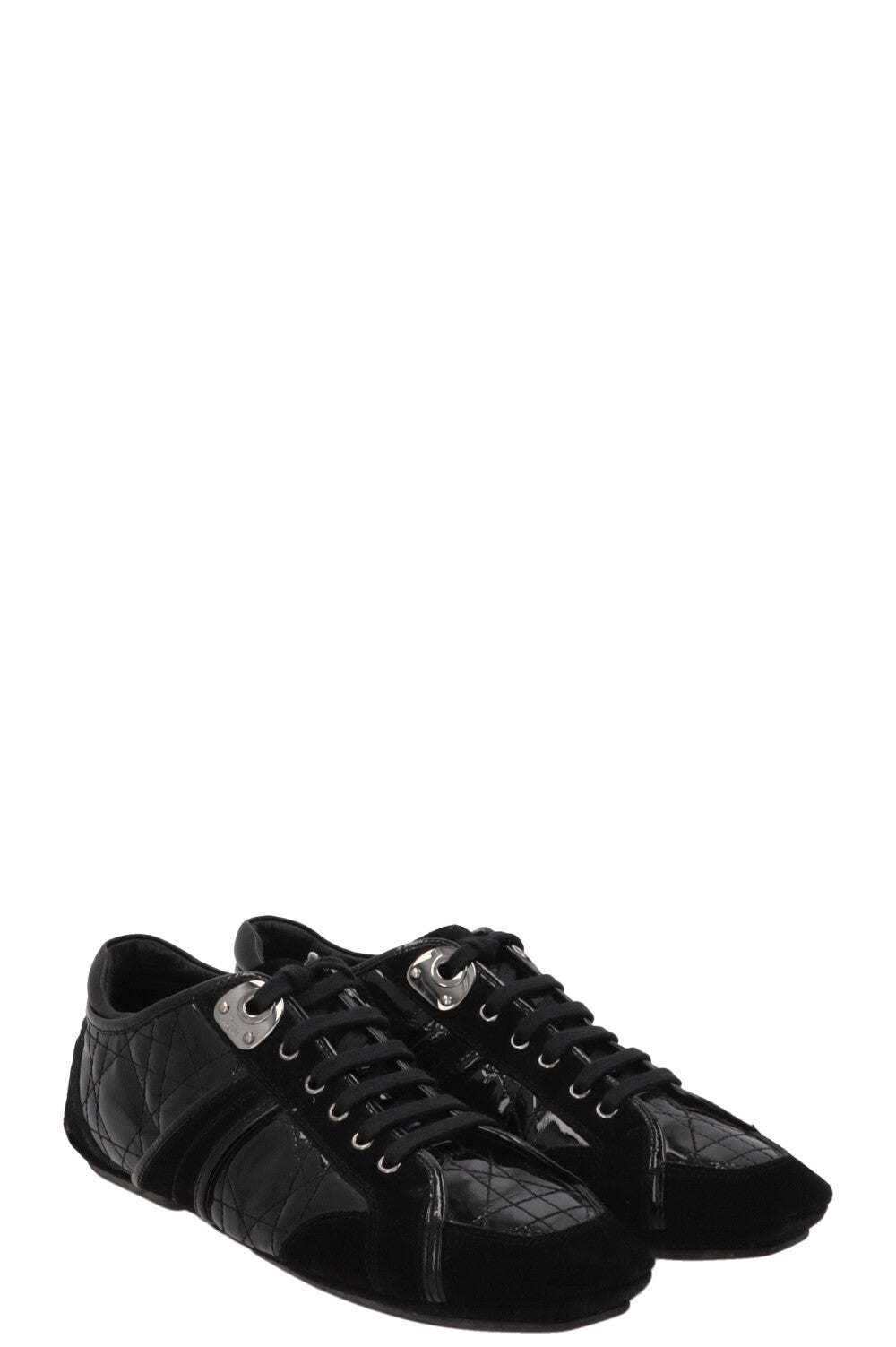 Baskets CHRISTIAN DIOR Cannage Bowling en cuir verni noir