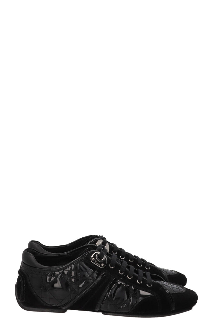 Baskets CHRISTIAN DIOR Cannage Bowling en cuir verni noir