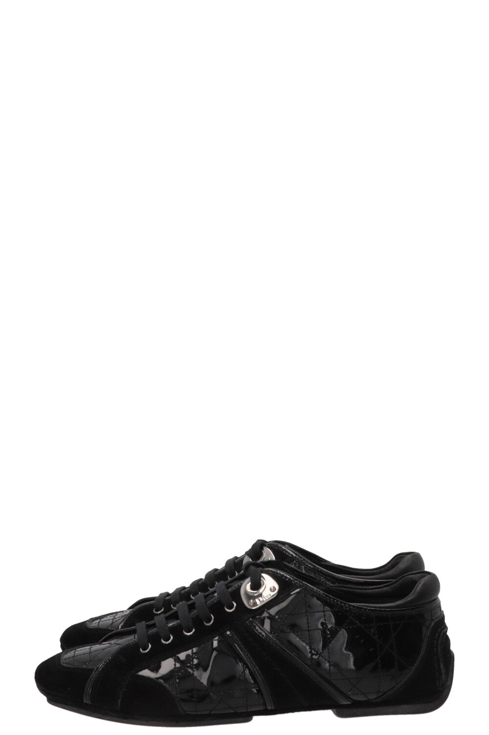 Baskets CHRISTIAN DIOR Cannage Bowling en cuir verni noir