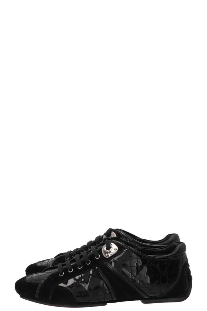 Baskets CHRISTIAN DIOR Cannage Bowling en cuir verni noir