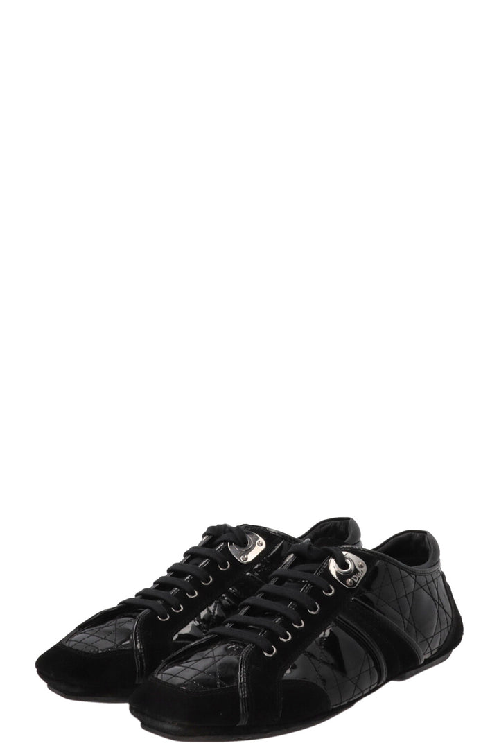 Baskets CHRISTIAN DIOR Cannage Bowling en cuir verni noir