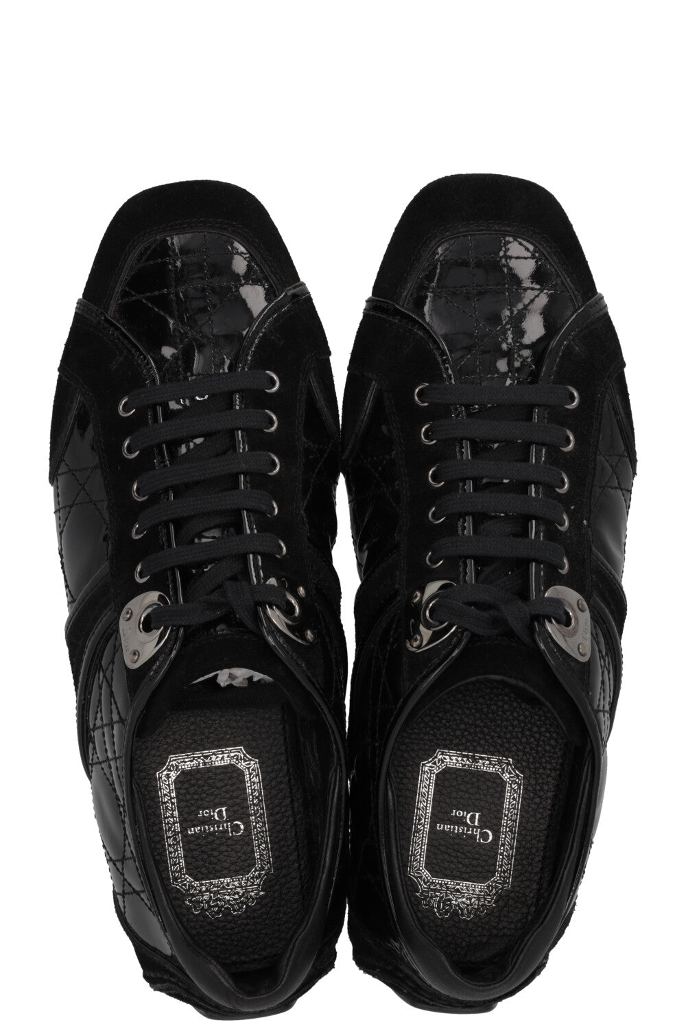 Baskets CHRISTIAN DIOR Cannage Bowling en cuir verni noir