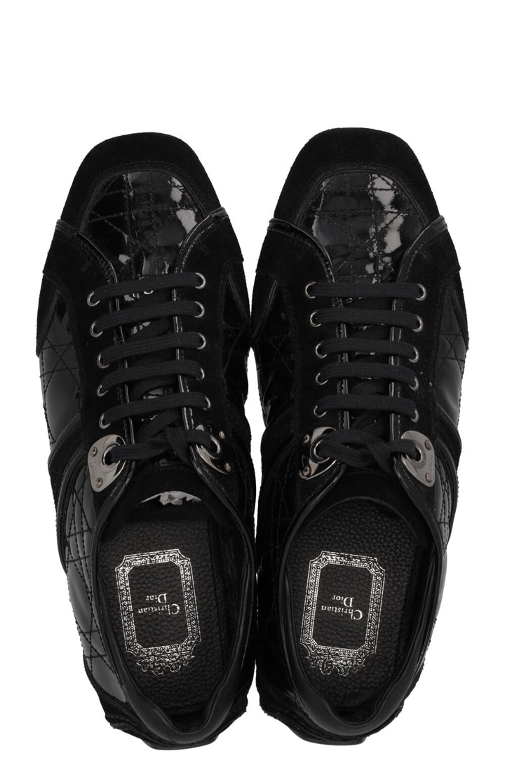 Baskets CHRISTIAN DIOR Cannage Bowling en cuir verni noir