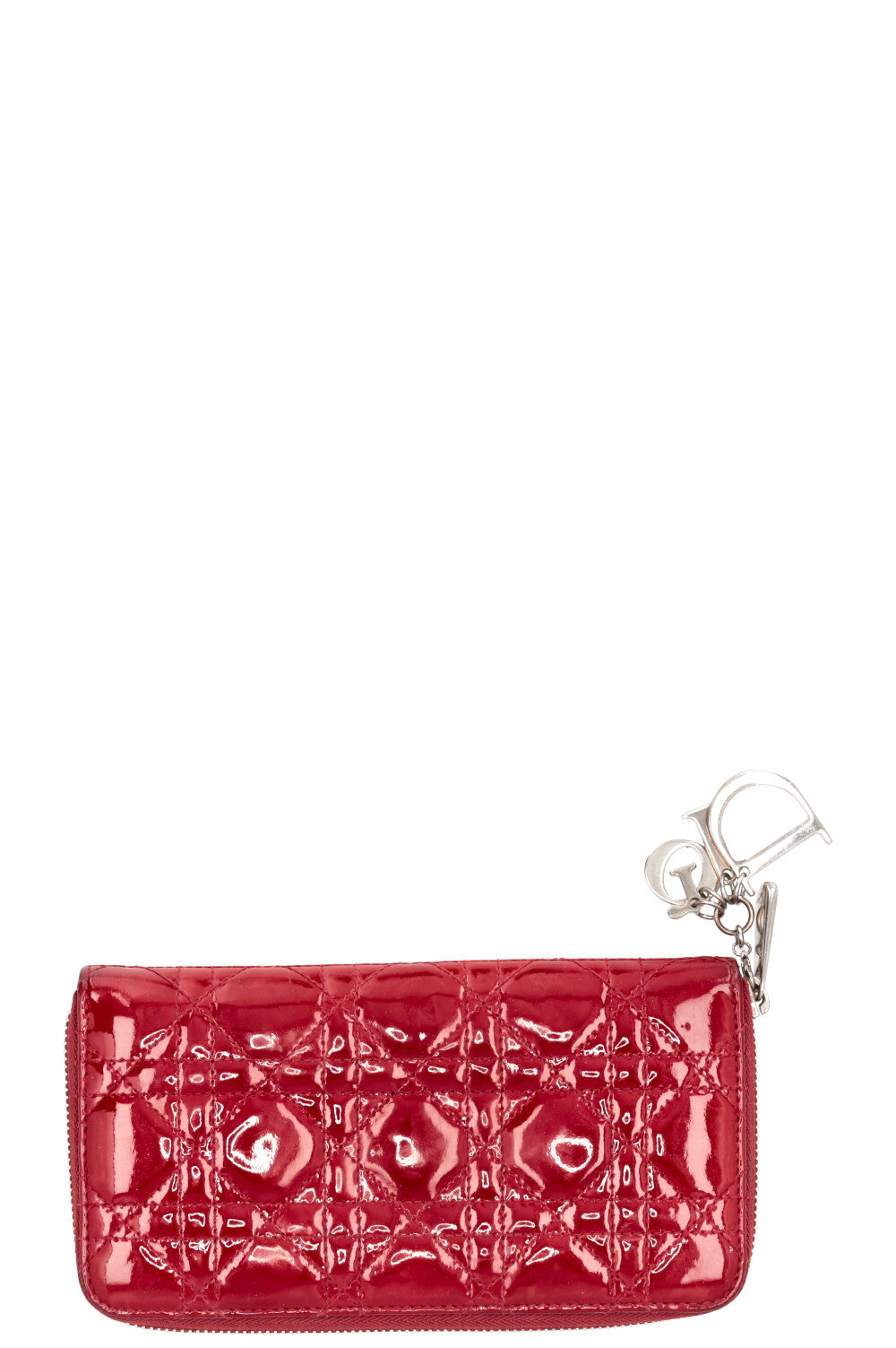 CHRISTIAN DIOR Portefeuille long Cannage en cuir verni rouge