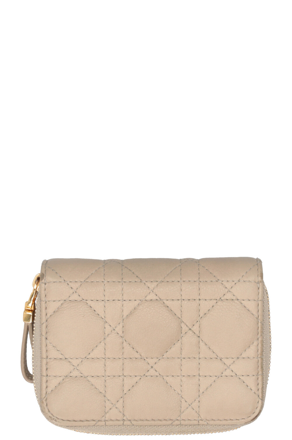 Portefeuille CHRISTIAN DIOR Caro écarlate en cuir de veau taupe