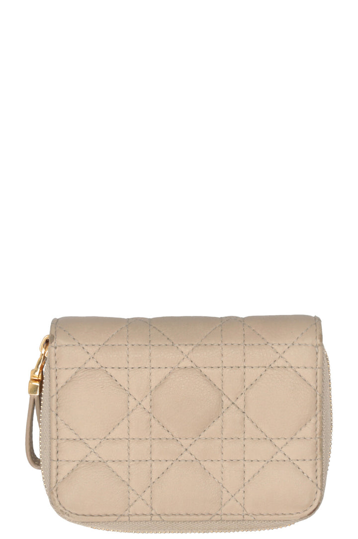 Portefeuille CHRISTIAN DIOR Caro écarlate en cuir de veau taupe