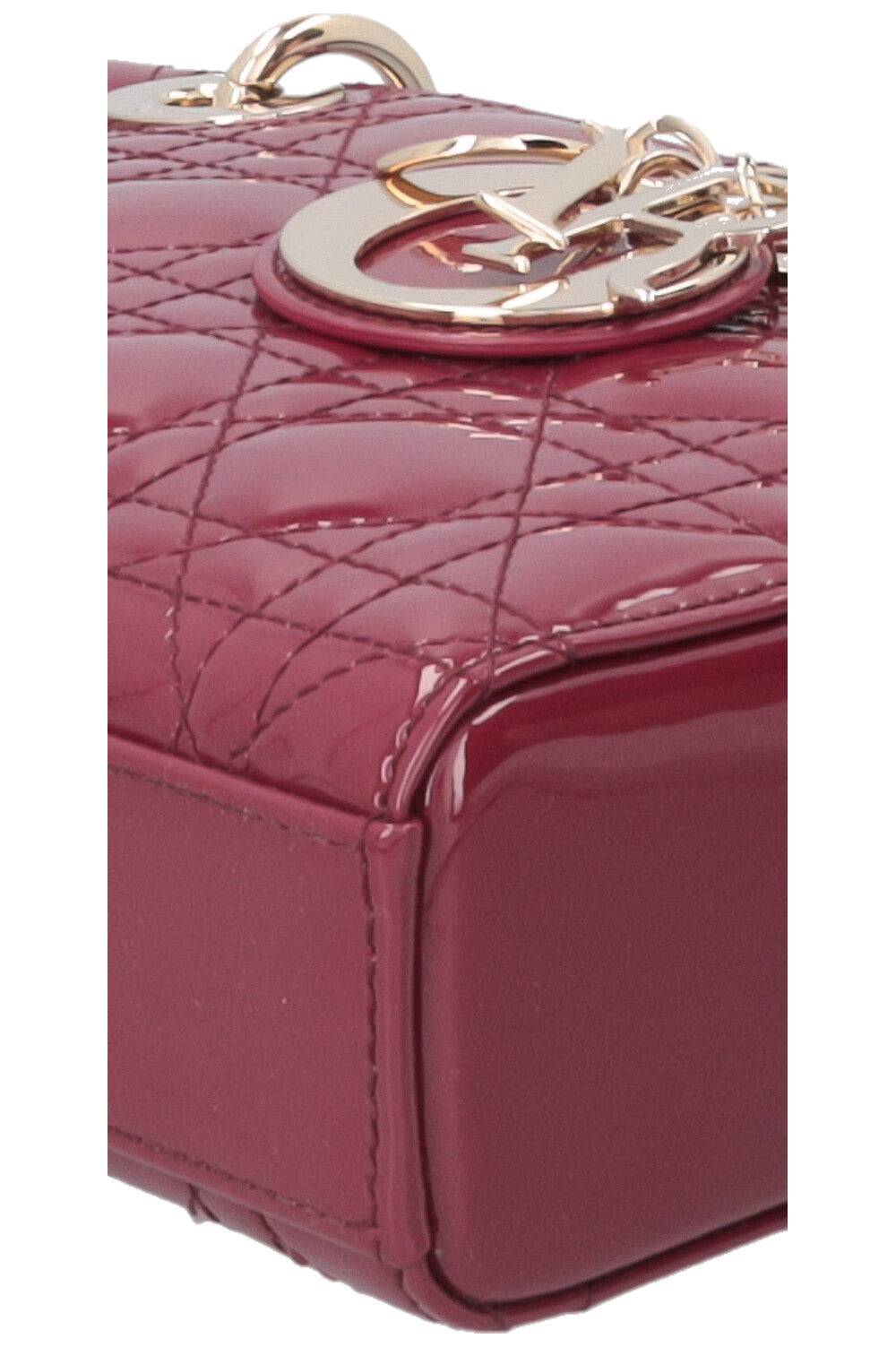 CHRISTIAN DIOR D-Joy Small Patent Cherry Red