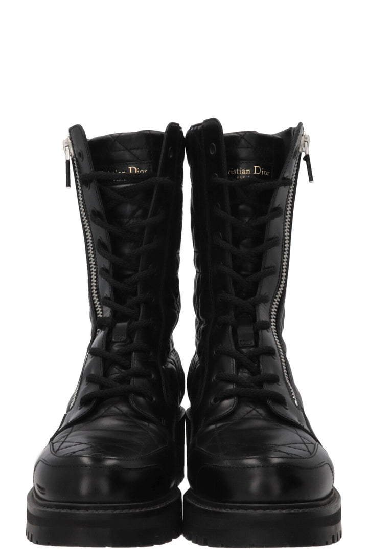 CHRISTIAN DIOR D-Leader Cannage Combat Boots Leather Black