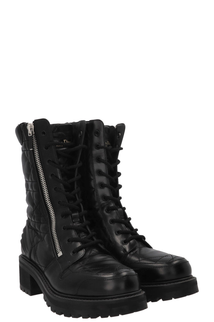 CHRISTIAN DIOR D-Leader Cannage Combat Boots Leather Black