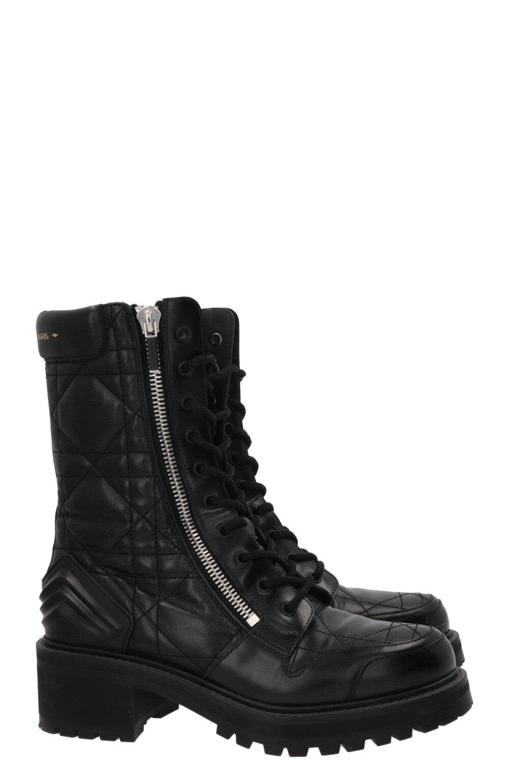 CHRISTIAN DIOR D-Leader Cannage Combat Boots Leather Black
