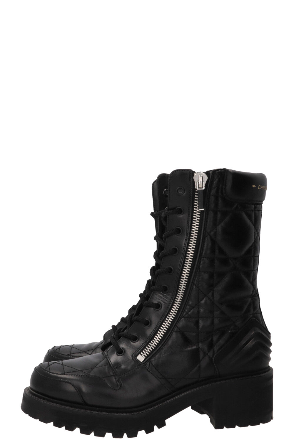 CHRISTIAN DIOR D-Leader Cannage Combat Boots Leather Black
