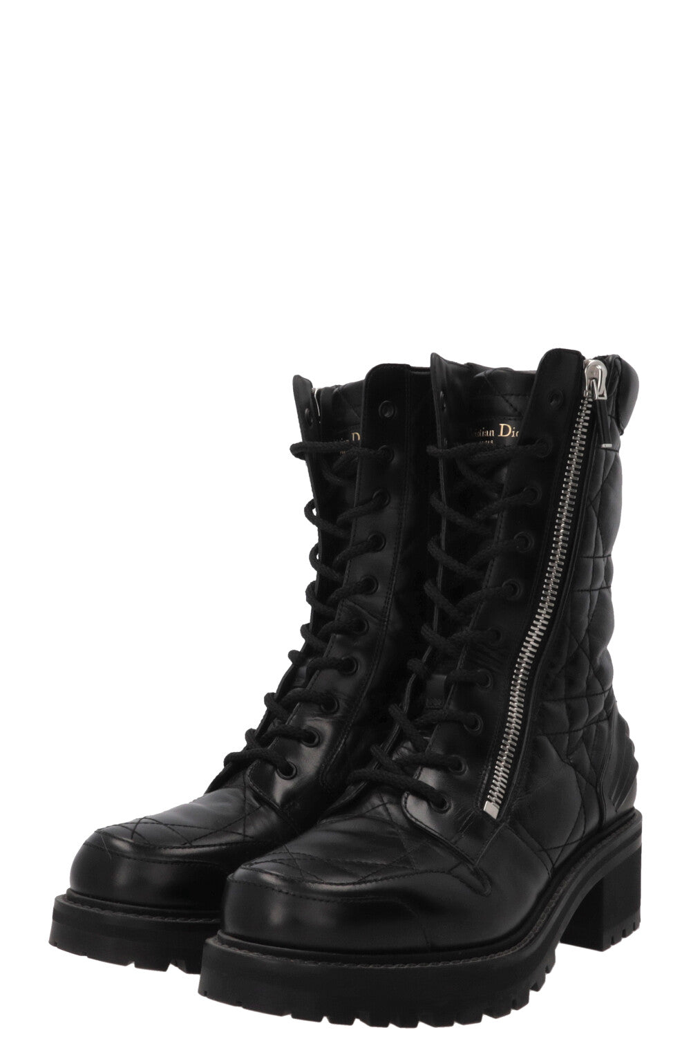 CHRISTIAN DIOR D-Leader Cannage Combat Boots Leather Black