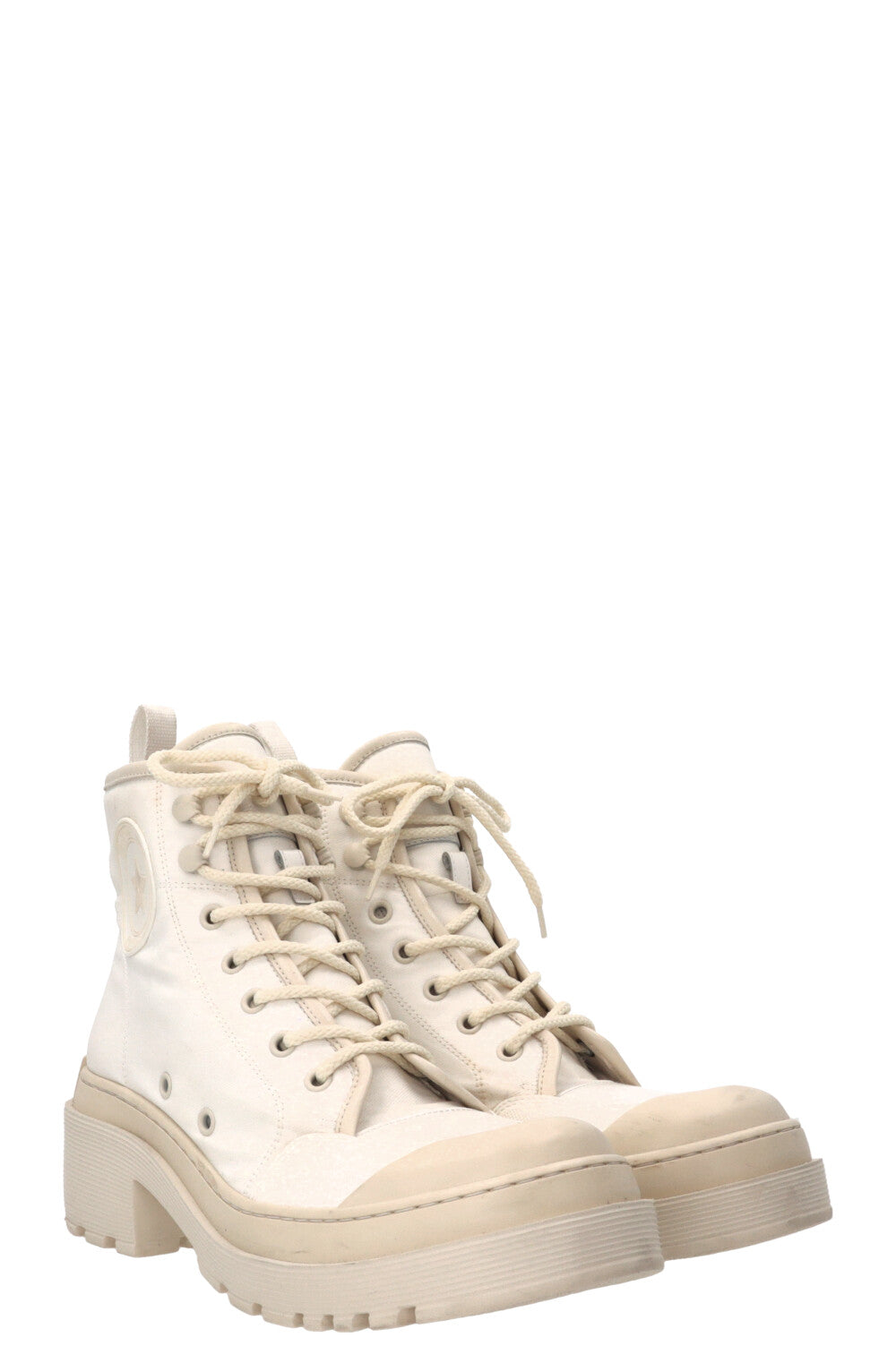 CHRISTIAN DIOR D-Rise Ankle Boots Canvas Off-White