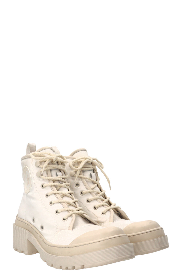 CHRISTIAN DIOR D-Rise Ankle Boots Canvas Off-White