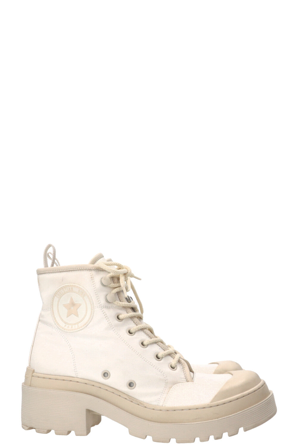 CHRISTIAN DIOR D-Rise Ankle Boots Canvas Off-White