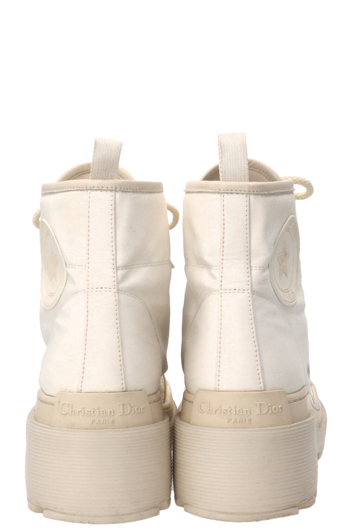 CHRISTIAN DIOR D-Rise Ankle Boots Canvas Off-White