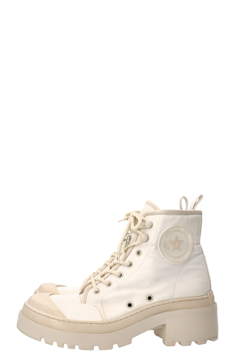 CHRISTIAN DIOR D-Rise Ankle Boots Canvas Off-White