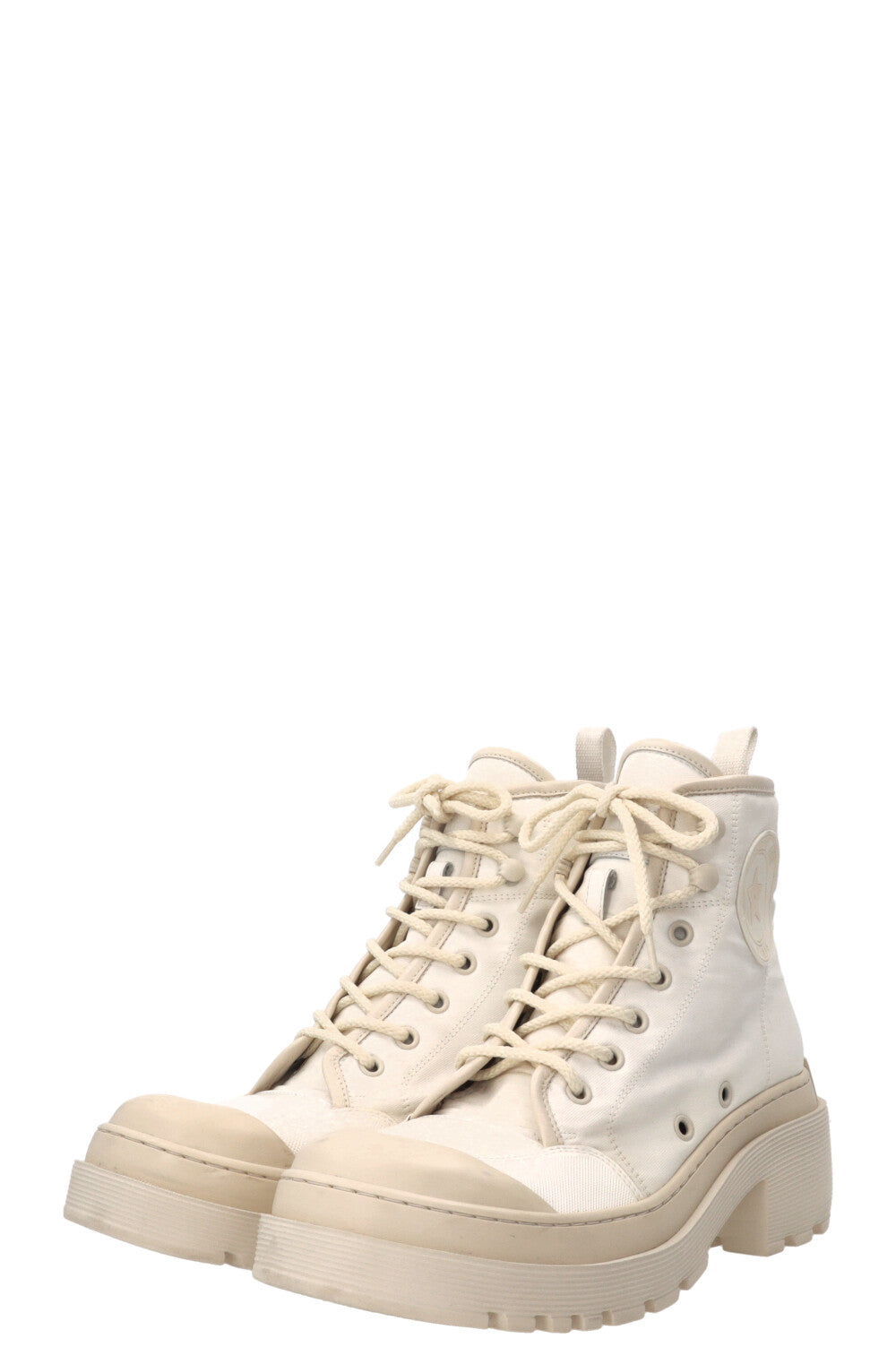 CHRISTIAN DIOR D-Rise Ankle Boots Canvas Off-White